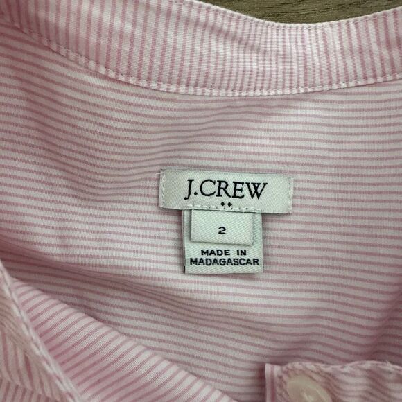 J. Crew Poplin bell-sleeve top size 2 Pink White Stripe - Picture 3 of 5